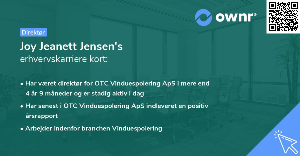 Joy Jeanett Jensen's erhvervskarriere kort