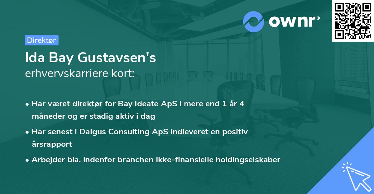 Ida Bay Gustavsen's erhvervskarriere kort