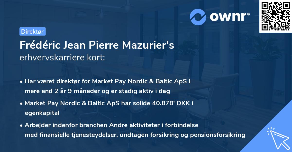 Frédéric Jean Pierre Mazurier's erhvervskarriere kort