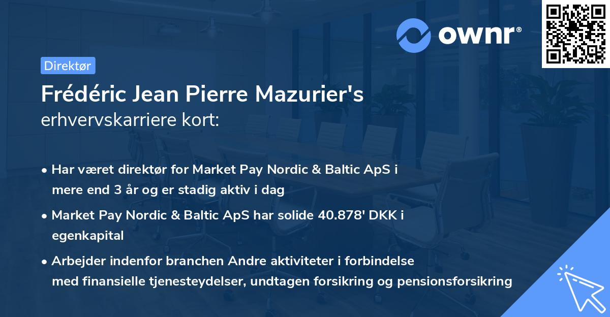 Frédéric Jean Pierre Mazurier's erhvervskarriere kort