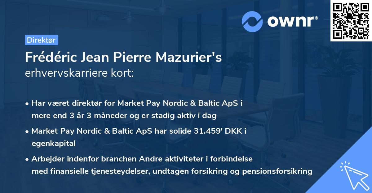 Frédéric Jean Pierre Mazurier's erhvervskarriere kort