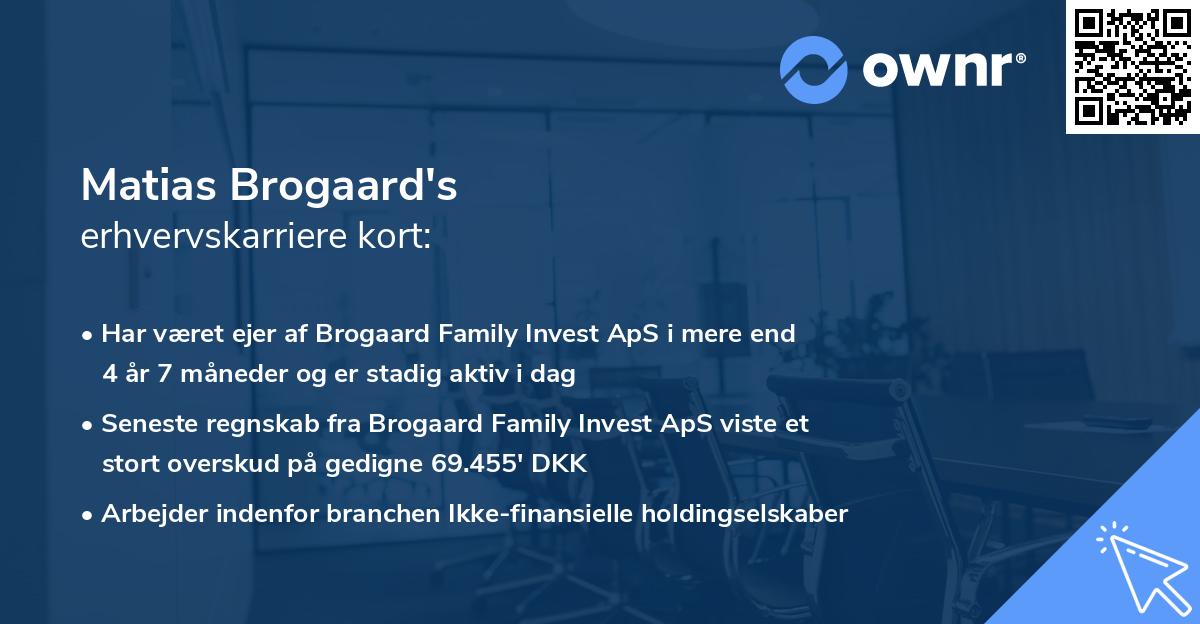Matias Brogaard's erhvervskarriere kort
