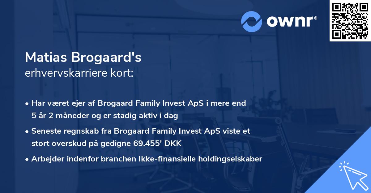 Matias Brogaard's erhvervskarriere kort