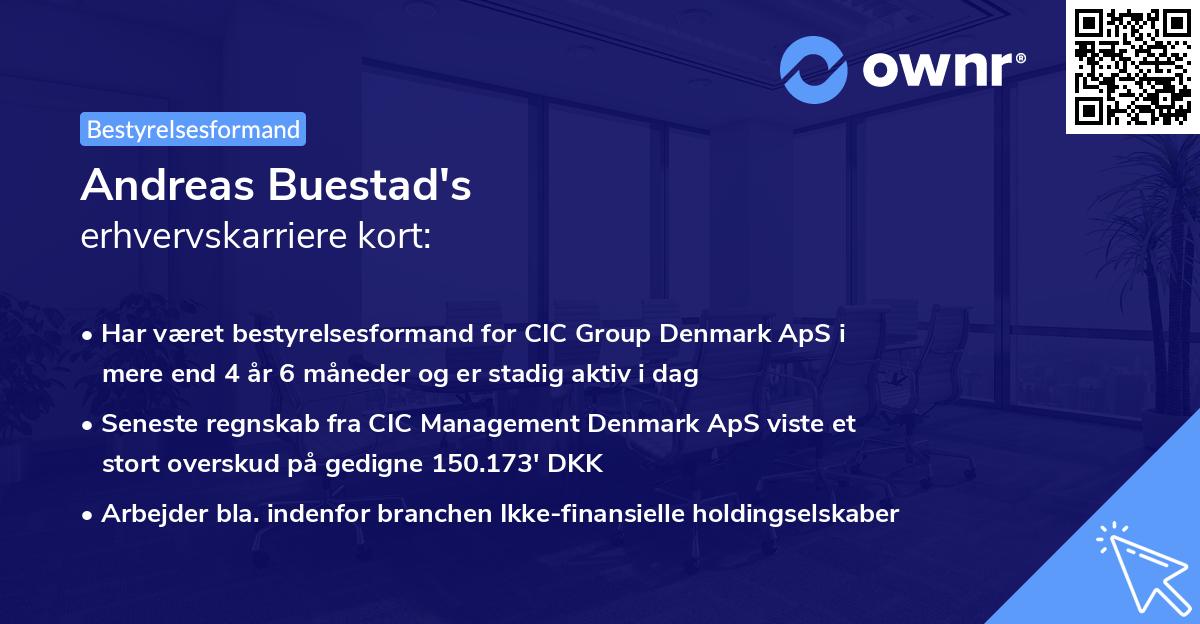Andreas Buestad's erhvervskarriere kort