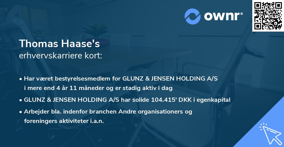 Thomas Haase's erhvervskarriere kort