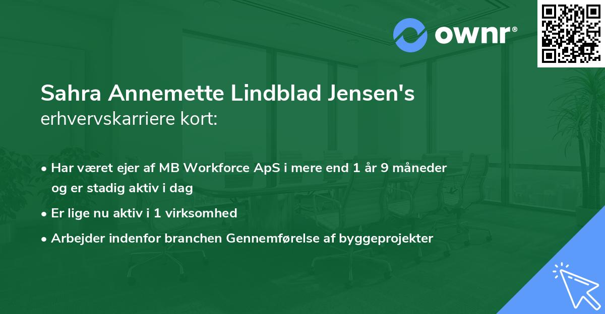 Sahra Annemette Lindblad Jensen's erhvervskarriere kort