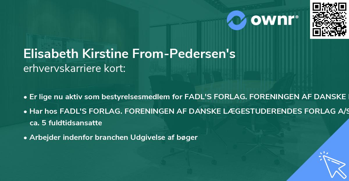 Elisabeth Kirstine From-Pedersen's erhvervskarriere kort