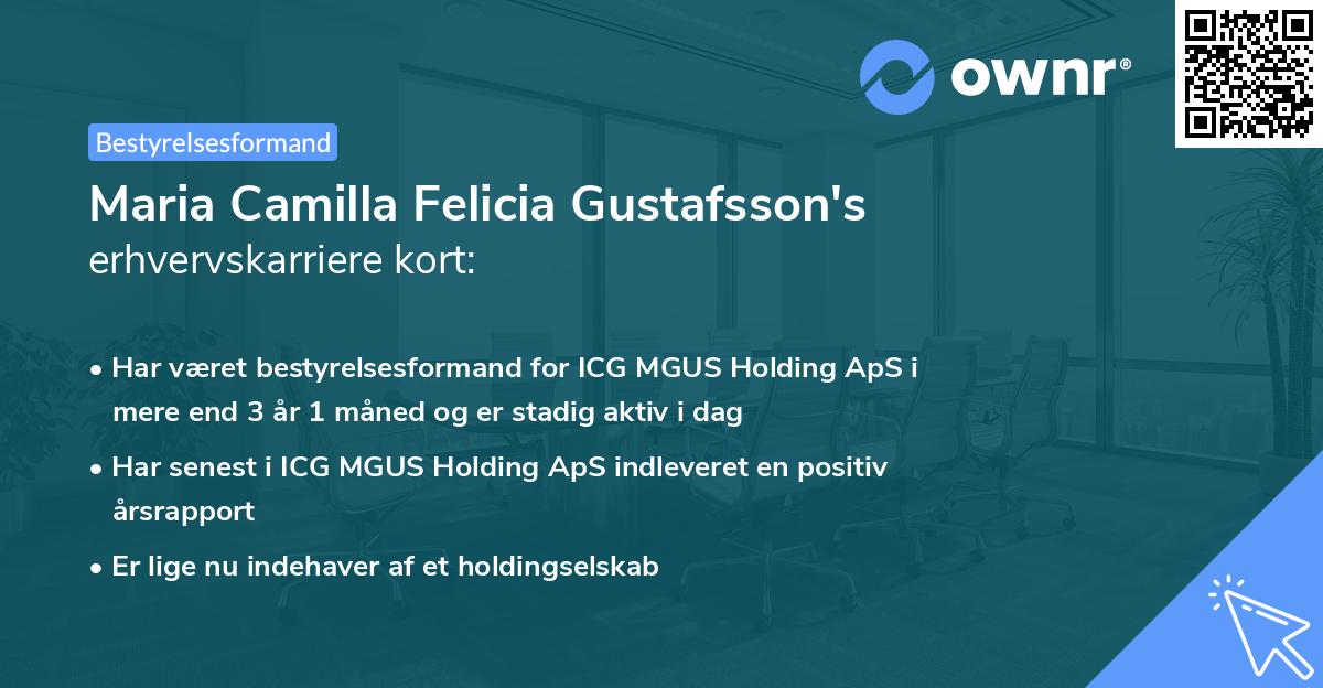 Maria Camilla Felicia Gustafsson's erhvervskarriere kort