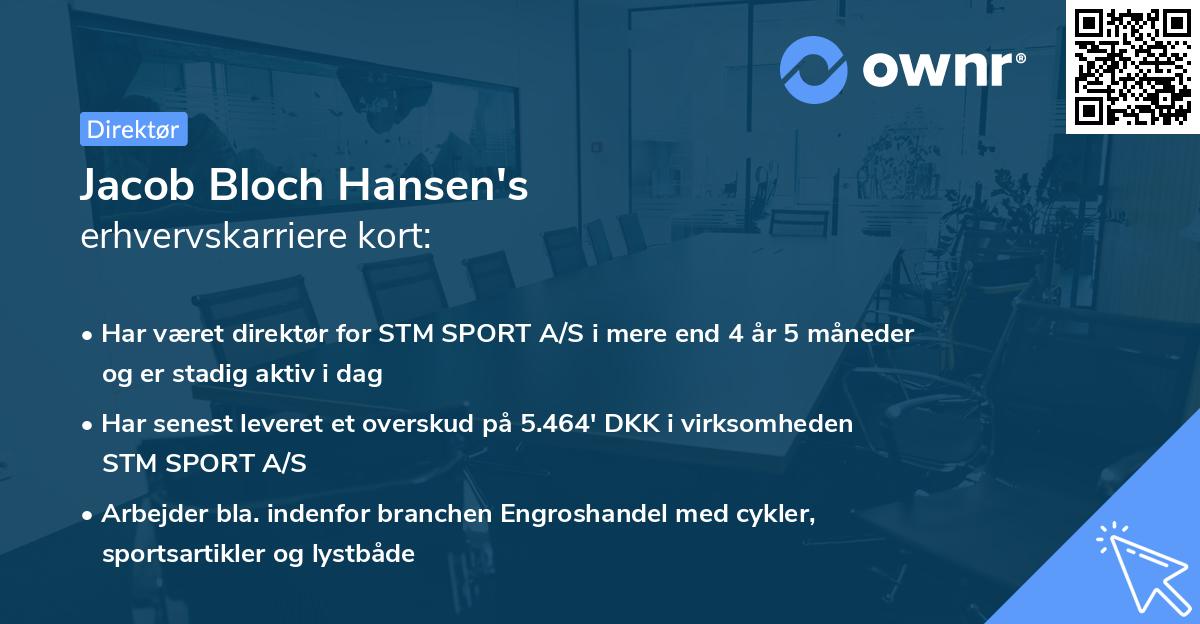 Jacob Bloch Hansen's erhvervskarriere kort