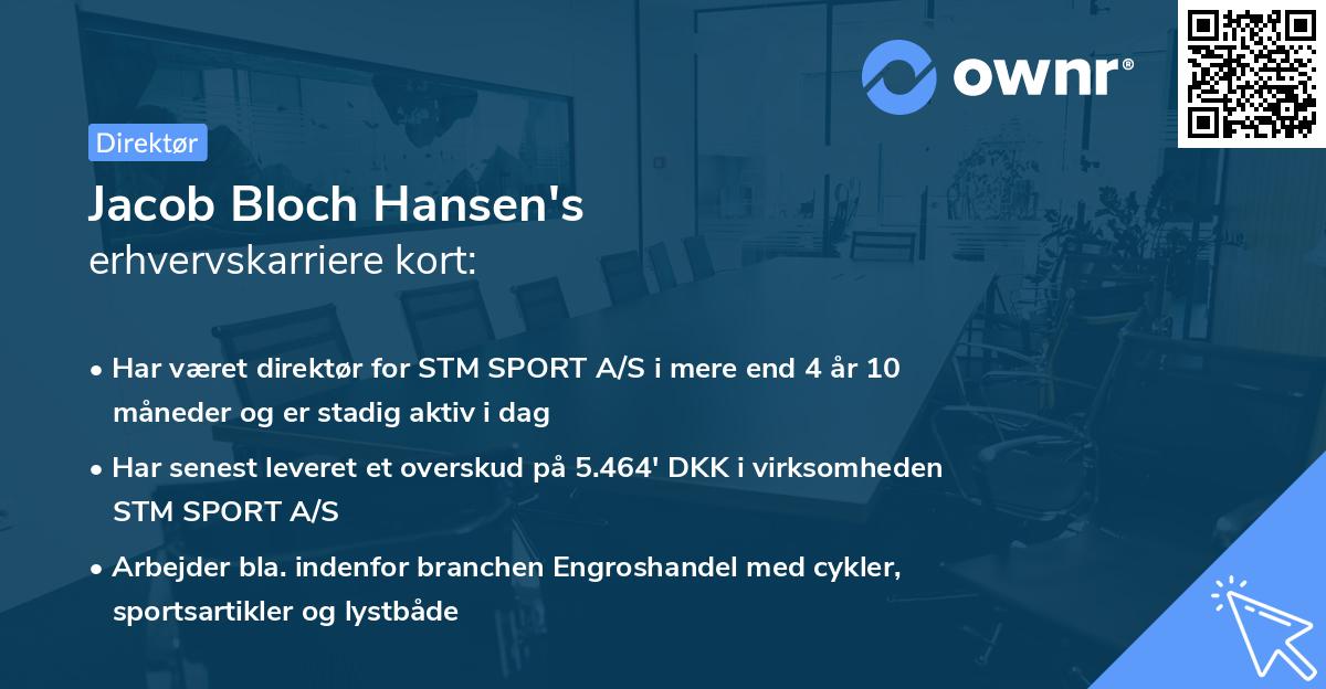 Jacob Bloch Hansen's erhvervskarriere kort