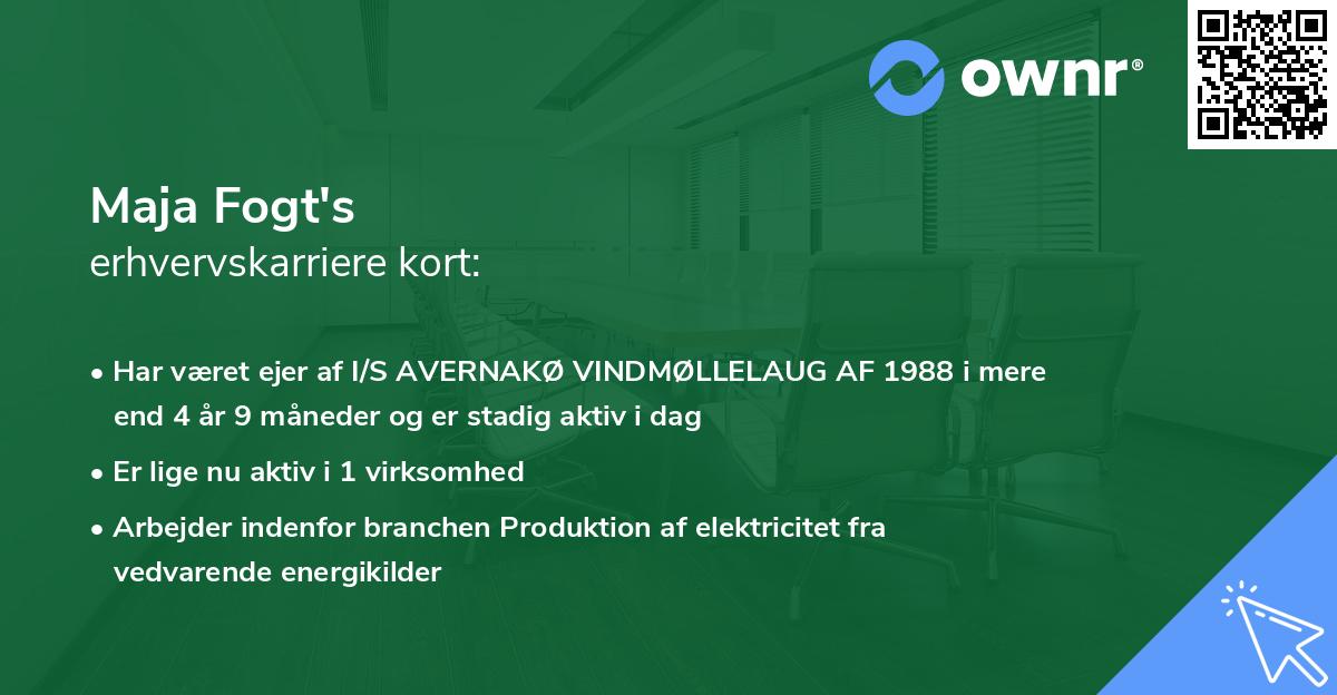 Maja Fogt's erhvervskarriere kort