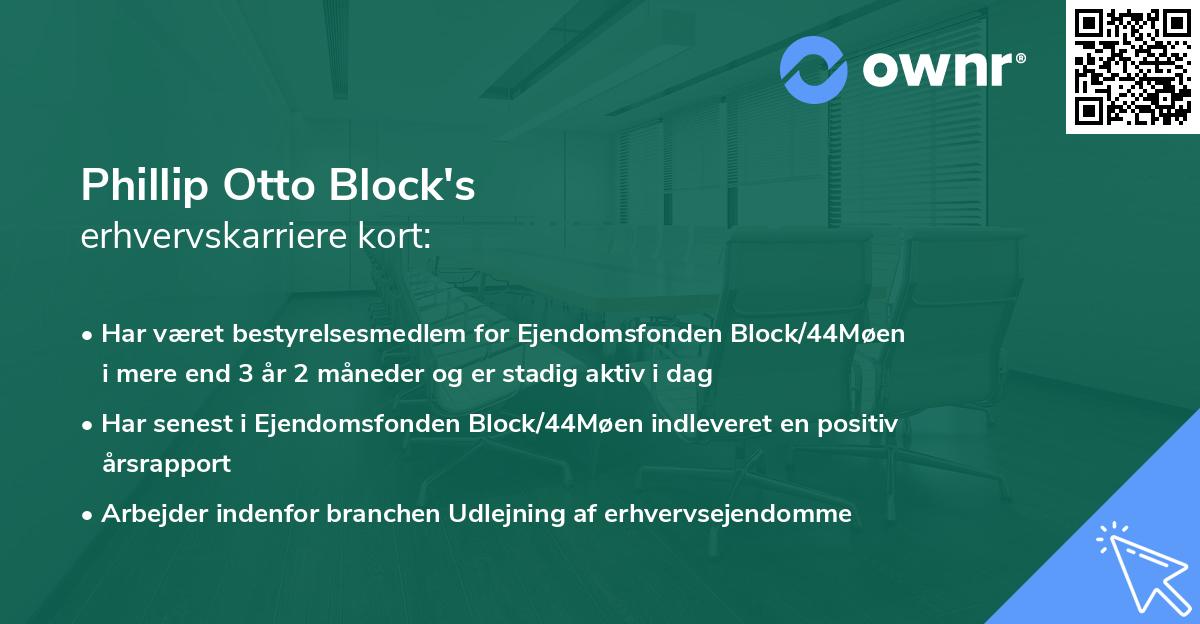 Phillip Otto Block's erhvervskarriere kort