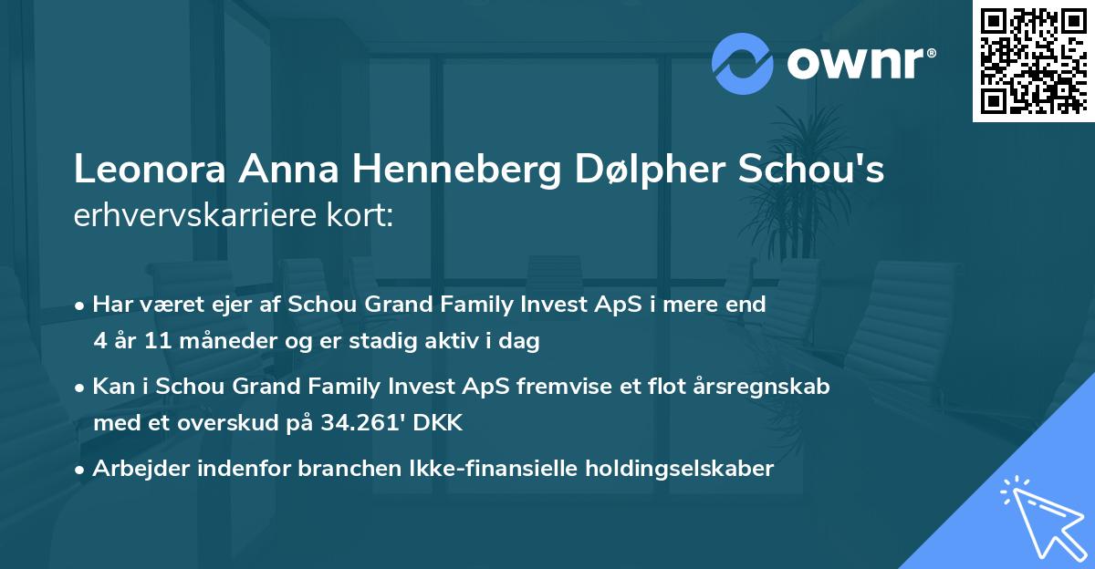 Leonora Anna Henneberg Dølpher Schou's erhvervskarriere kort