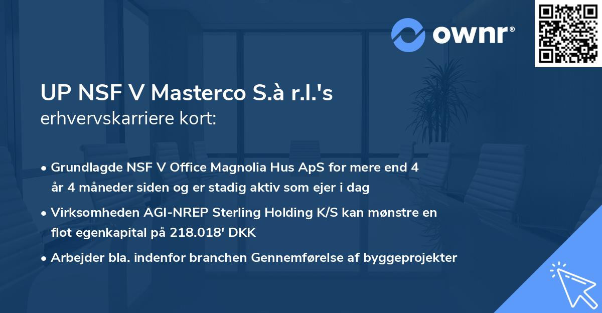 UP NSF V Masterco S.à r.l.'s erhvervskarriere kort