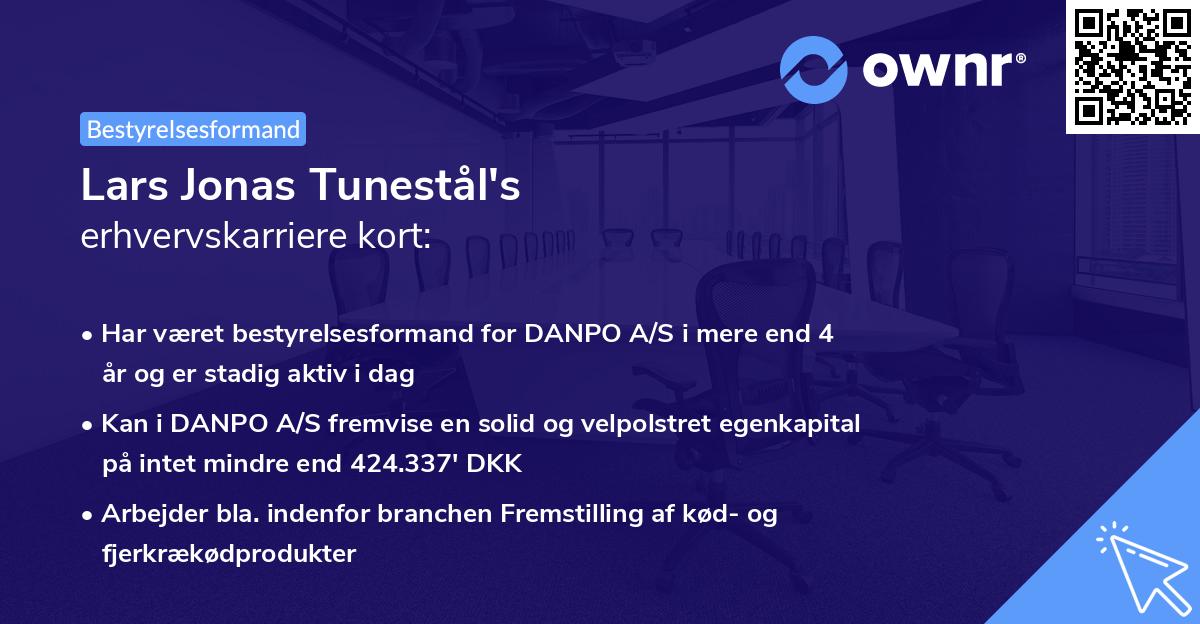 Lars Jonas Tunestål's erhvervskarriere kort