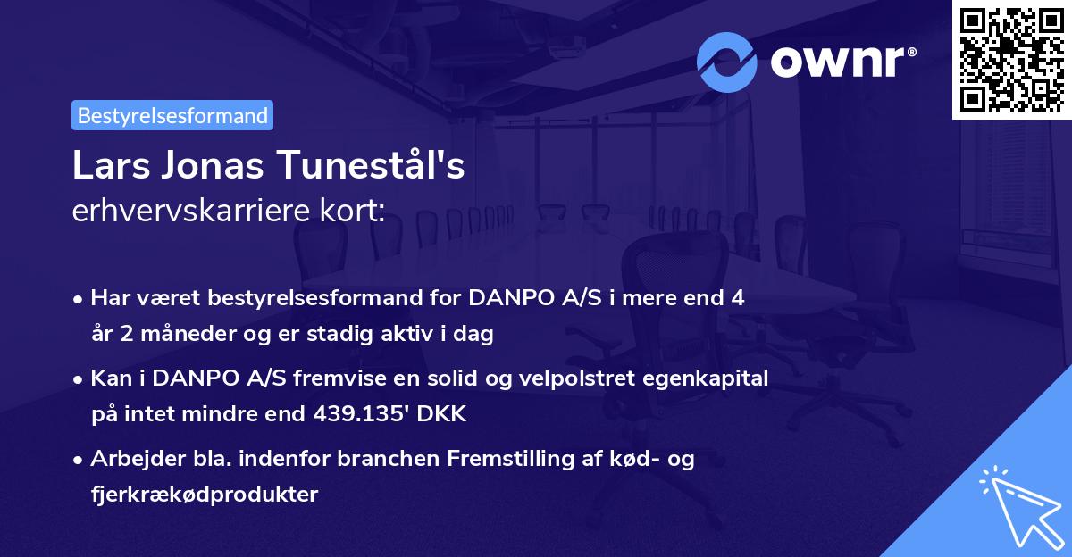Lars Jonas Tunestål's erhvervskarriere kort