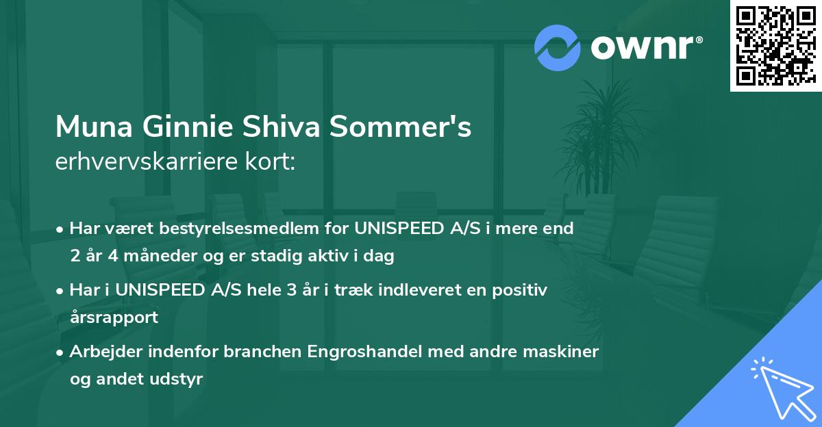 Muna Ginnie Shiva Sommer's erhvervskarriere kort