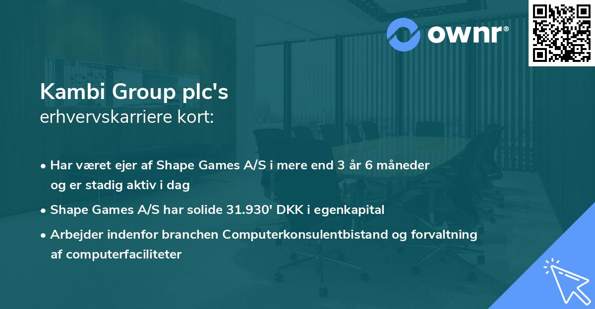 Kambi Group plc's erhvervskarriere kort