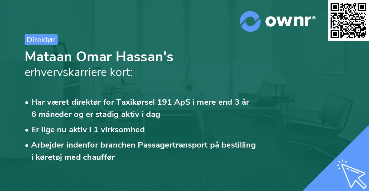 Mataan Omar Hassan's erhvervskarriere kort