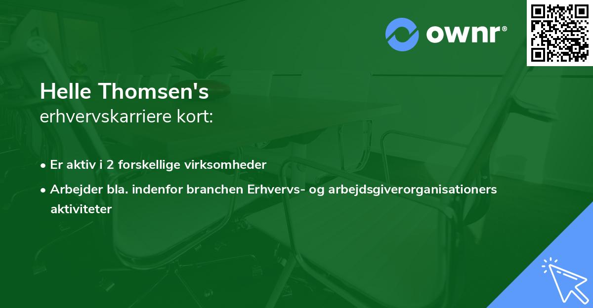 Helle Thomsen's erhvervskarriere kort