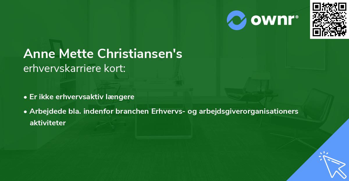 Anne Mette Christiansen's erhvervskarriere kort