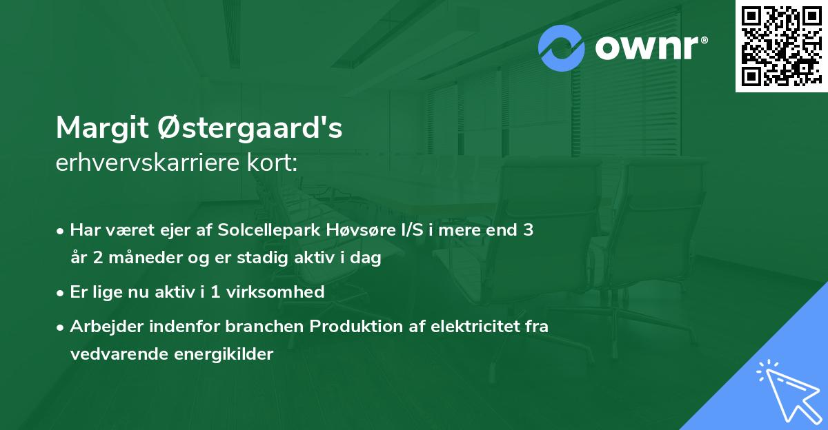 Margit Østergaard's erhvervskarriere kort