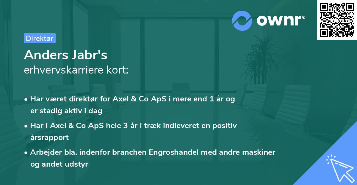 Anders Jabr's erhvervskarriere kort