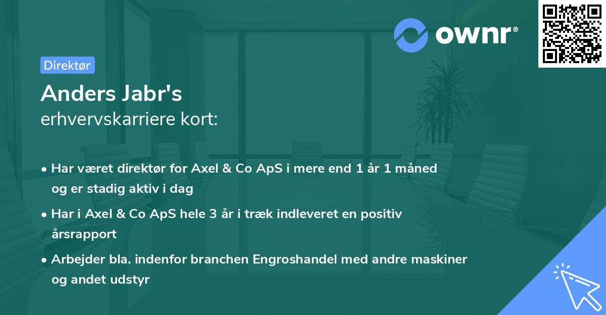 Anders Jabr's erhvervskarriere kort