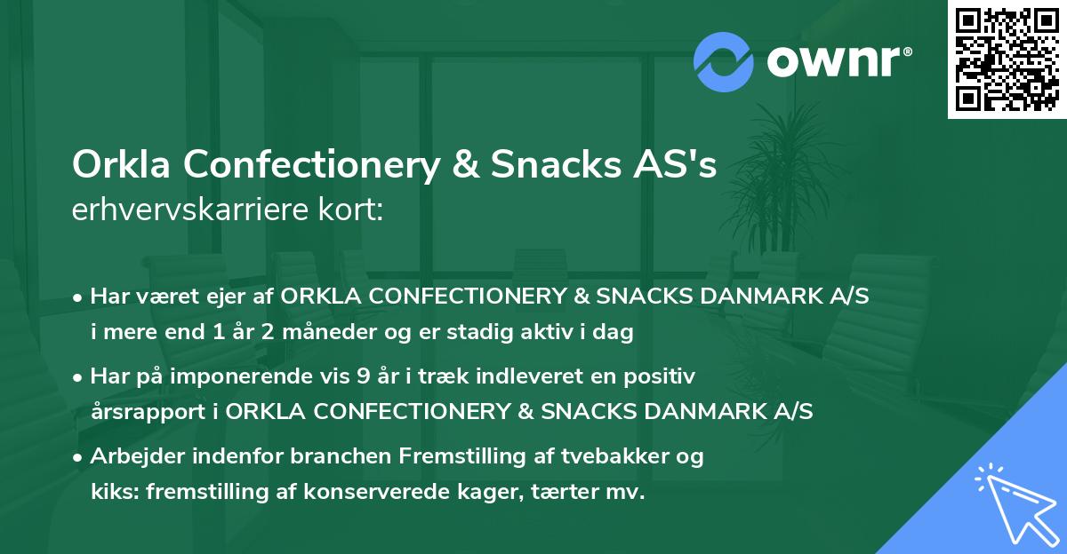 Orkla Confectionery & Snacks AS's erhvervskarriere kort