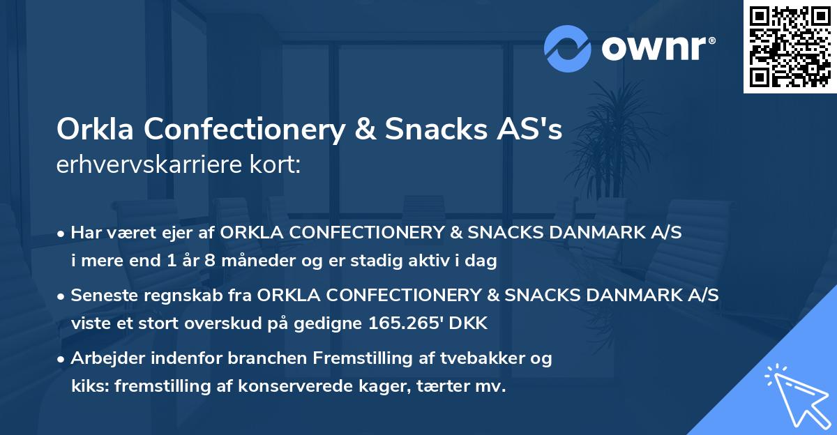 Orkla Confectionery & Snacks AS's erhvervskarriere kort