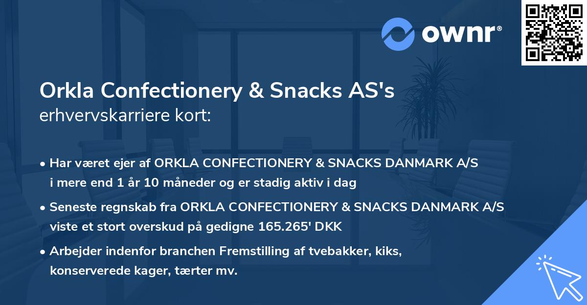 Orkla Confectionery & Snacks AS's erhvervskarriere kort