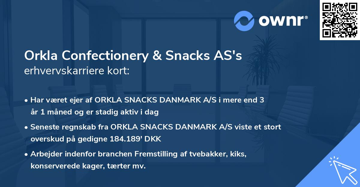Orkla Confectionery & Snacks AS's erhvervskarriere kort