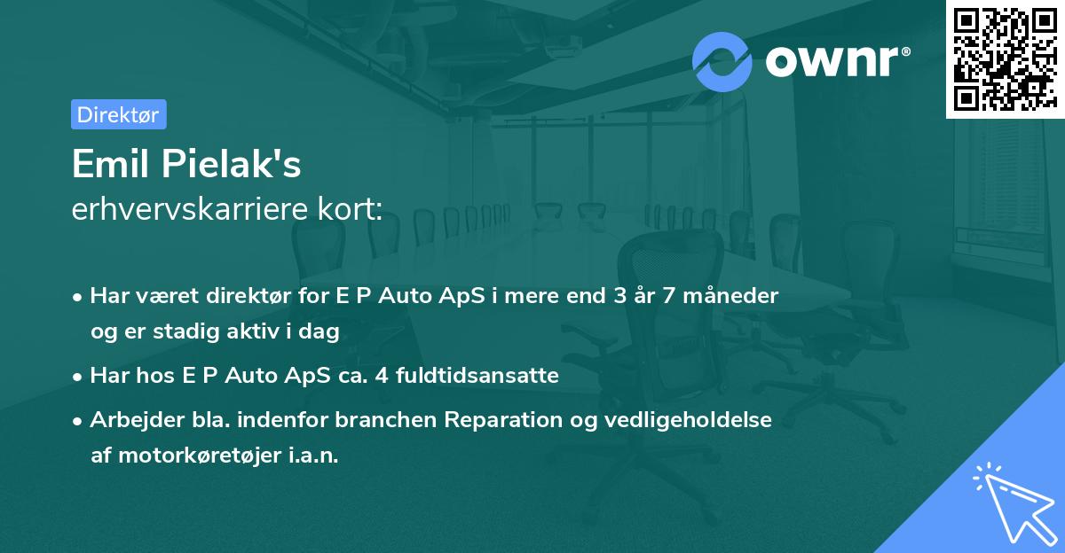 Emil Pielak's erhvervskarriere kort