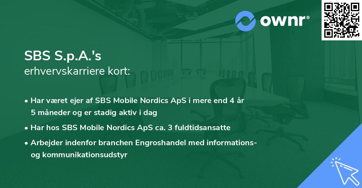 SBS S.p.A.'s erhvervskarriere kort