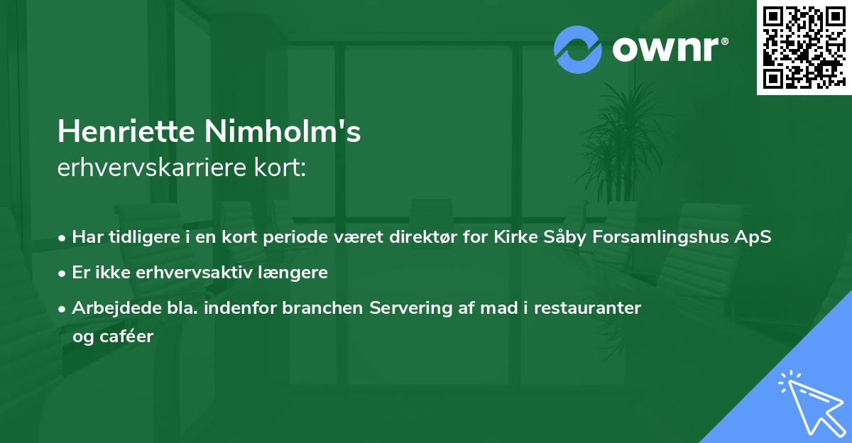 Henriette Nimholm's erhvervskarriere kort