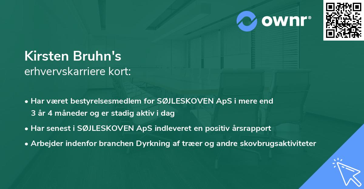 Kirsten Bruhn's erhvervskarriere kort