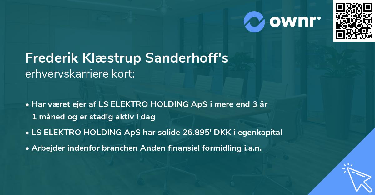 Frederik Klæstrup Sanderhoff's erhvervskarriere kort