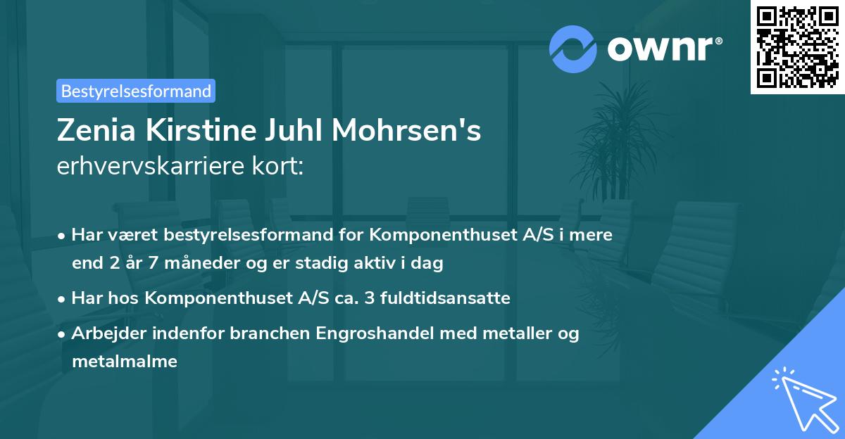 Zenia Kirstine Juhl Mohrsen's erhvervskarriere kort