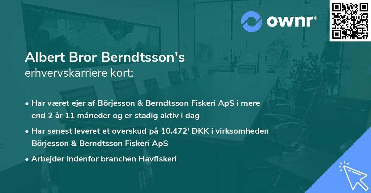 Albert Bror Berndtsson's erhvervskarriere kort