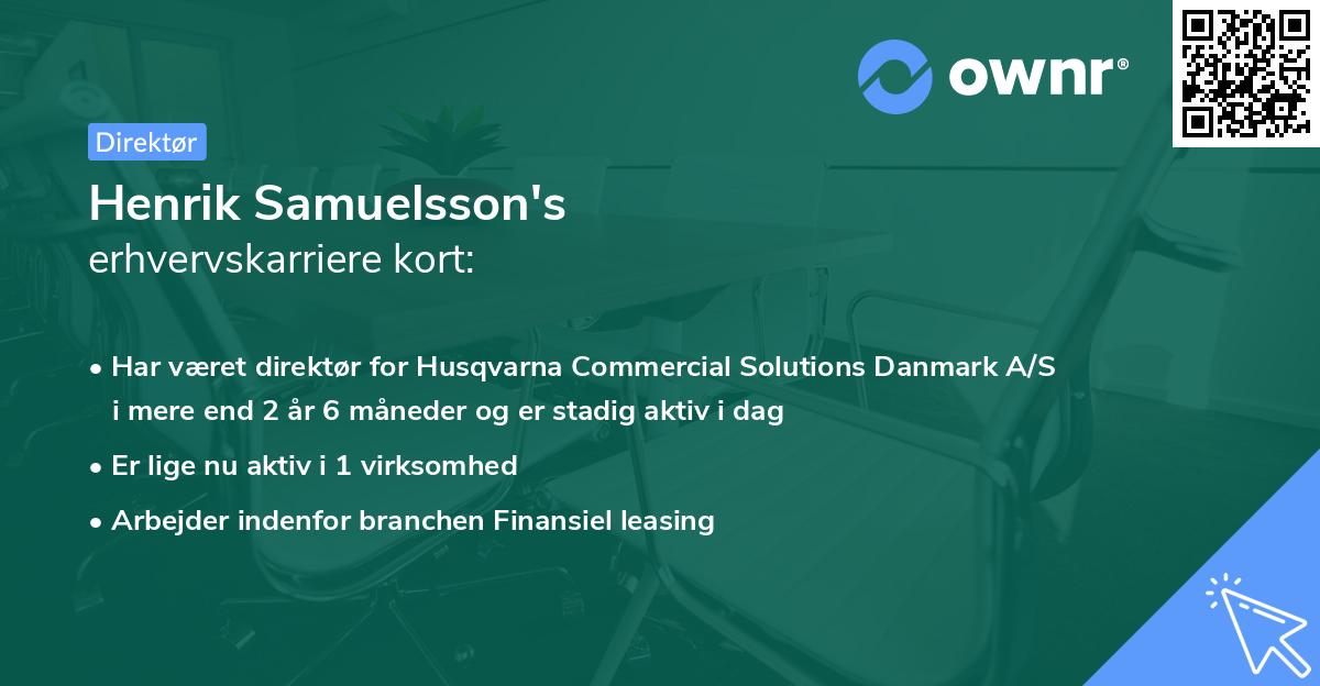 Henrik Samuelsson's erhvervskarriere kort