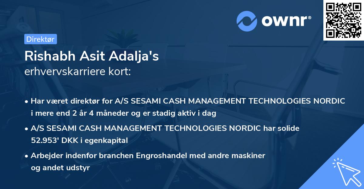 Rishabh Asit Adalja's erhvervskarriere kort