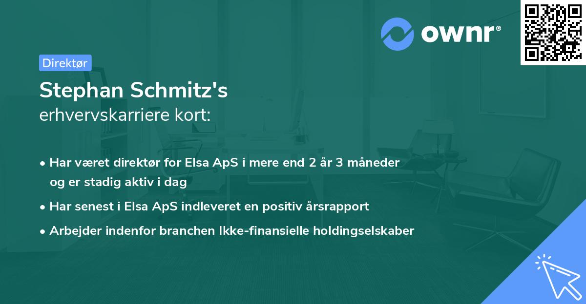 Stephan Schmitz's erhvervskarriere kort