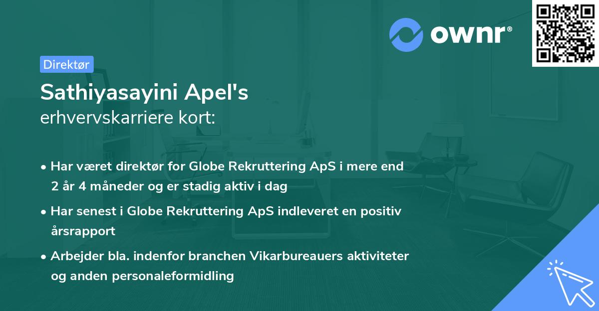 Sathiyasayini Apel's erhvervskarriere kort