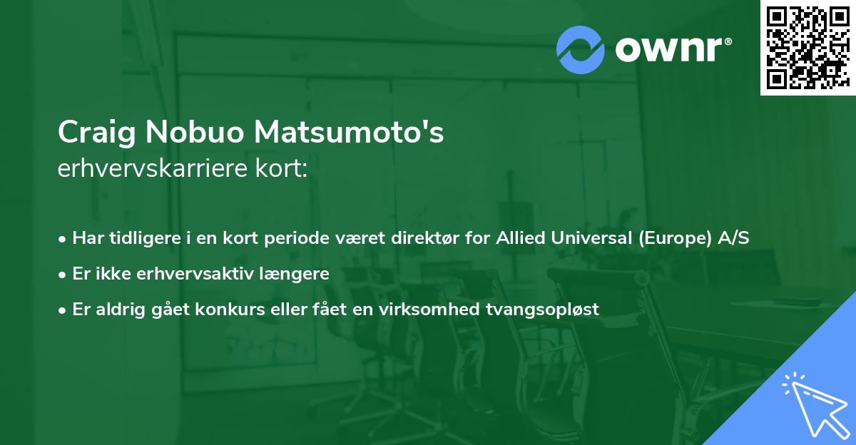 Craig Nobuo Matsumoto's erhvervskarriere kort