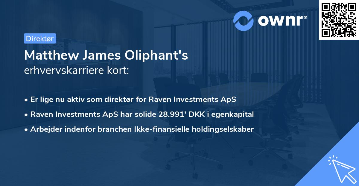 Matthew James Oliphant's erhvervskarriere kort