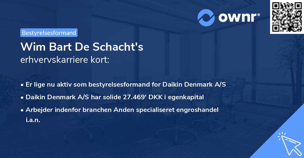 Wim Bart De Schacht's erhvervskarriere kort