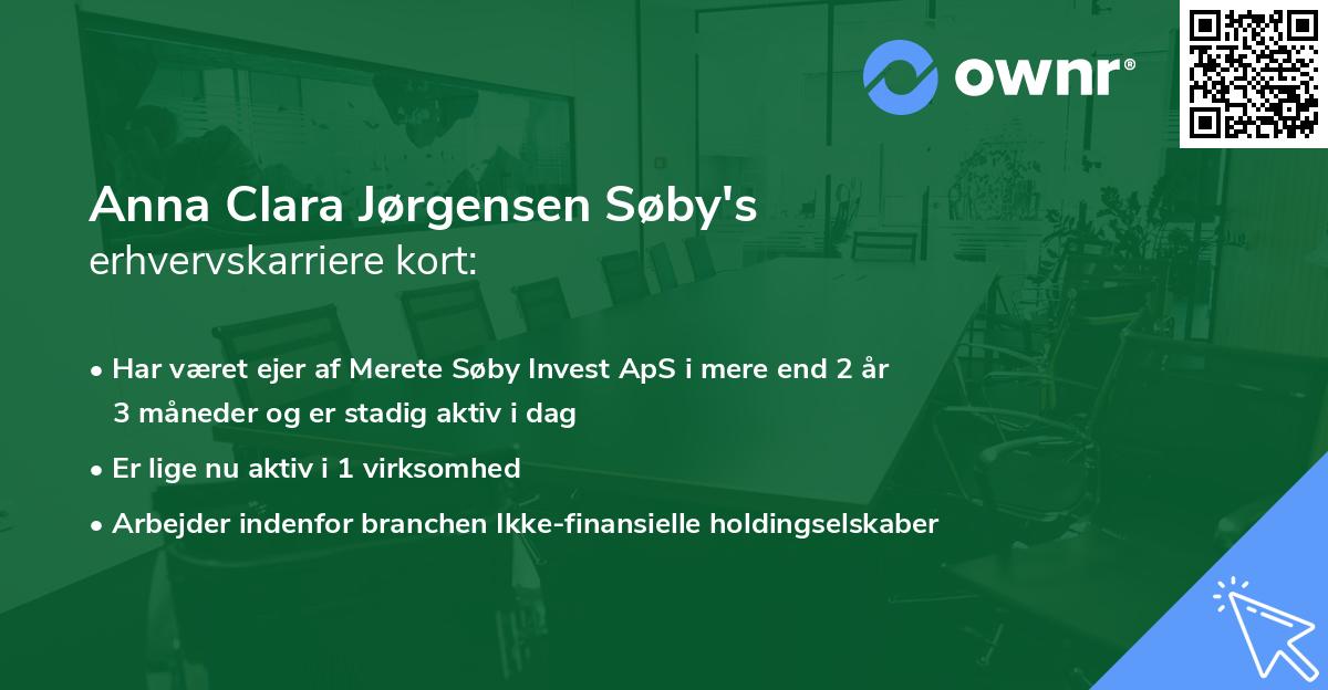 Anna Clara Jørgensen Søby's erhvervskarriere kort