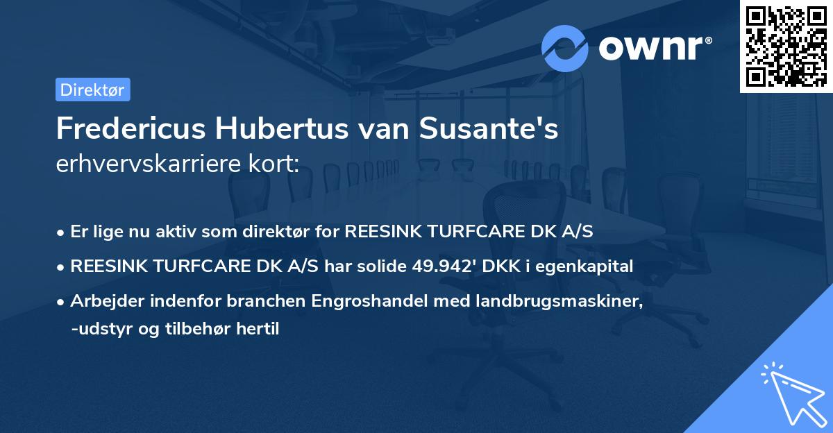 Fredericus Hubertus van Susante's erhvervskarriere kort