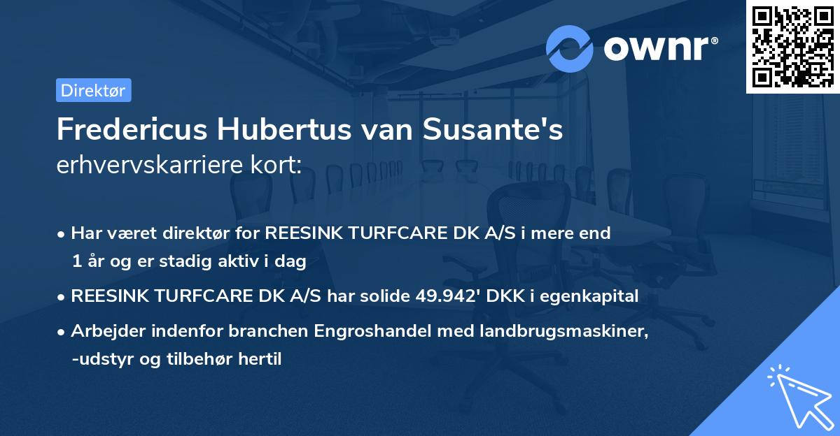 Fredericus Hubertus van Susante's erhvervskarriere kort