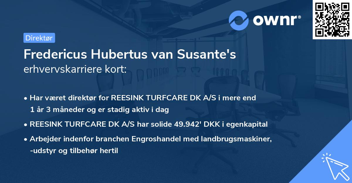 Fredericus Hubertus van Susante's erhvervskarriere kort